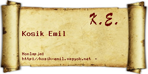 Kosik Emil névjegykártya